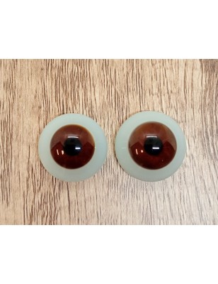 Lauscha FLAT 2 NEW - Blue sclera - CHOCOLATE BROWN 17/18 mm (glass) -Seconds