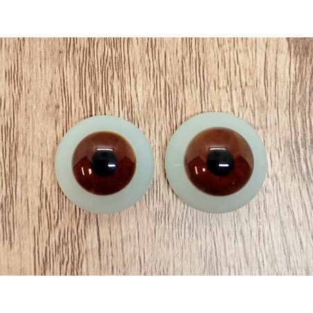 Lauscha FLAT 2 NEW - Blue sclera - CHOCOLATE BROWN 17/18 mm (glass) -Seconds