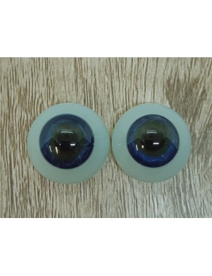 Lauscha FLAT - Blue sclera -NIGHT BLUE 18/19 mm (glass) -Seconds