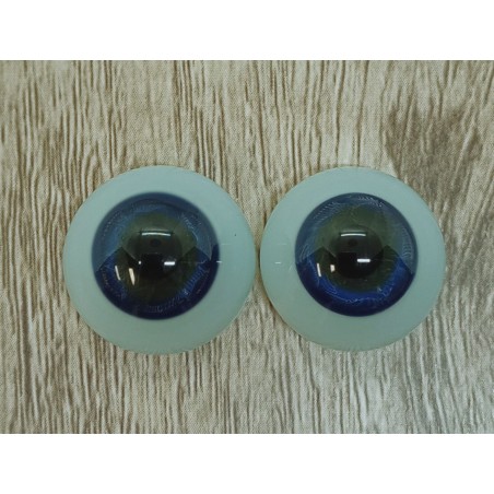 Lauscha FLAT - Blue sclera -NIGHT BLUE 18/19 mm (glass) -Seconds